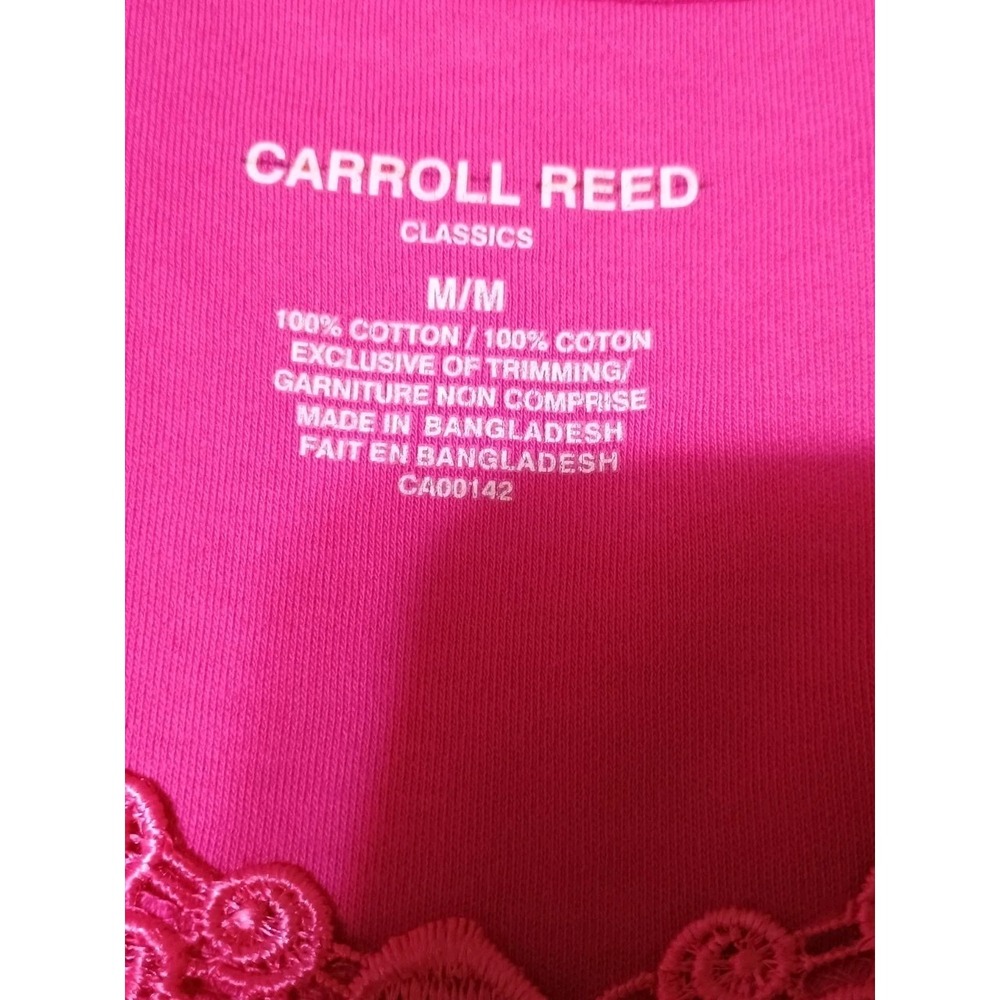 CARROLL REED Women's M Classic Pink Floral Lace Applique On Neck Cotton Tank Top - Picture 5 of 6